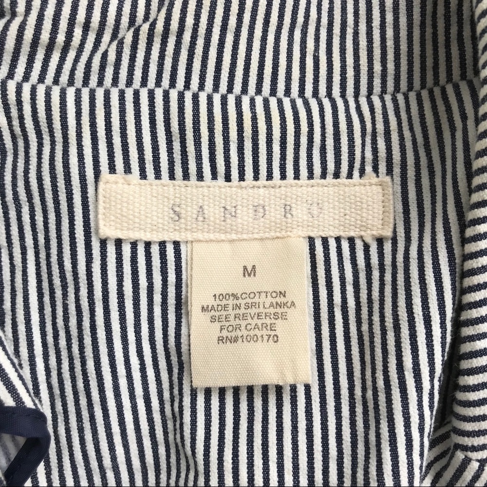 🆕 {Sandro Paris} Seersucker Blazer • Blue & White Stripe • EUC • Size Medium - Picture 4 of 8